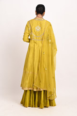 Yellow Chanderi Pleated Kurta SetDSC_3457