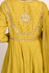 Yellow Chanderi Pleated Kurta SetDSC_3460