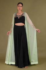 Mint Cape and Crop top Lehenga