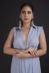 Blue Tie Up Gown_DTR2545