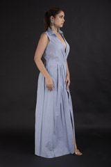 Blue Tie Up Gown_DTR2549