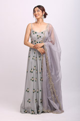 Lilac Butta Anarkali Set