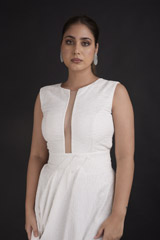 White Drape Dress_DTR2504