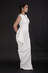 White Drape Dress_DTR2506