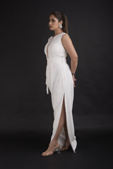 White Drape Dress_DTR2509