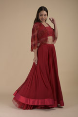 Red Embellished Top Bottom Set_DTR9208