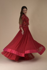 Red Embellished Top Bottom Set_DTR9209