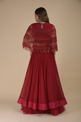 Red Embellished Top Bottom Set_DTR9210