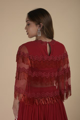 Red Embellished Top Bottom Set_DTR9211