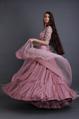 Dusty Pink Fringe Detail Lehenga