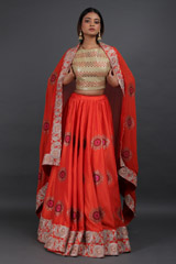 Orange Sunflower Embroidered LehengaIMG_6093