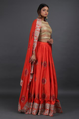 Orange Sunflower Embroidered LehengaIMG_6097