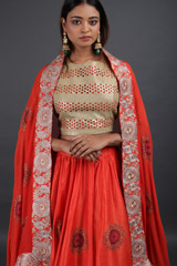 Orange Sunflower Embroidered LehengaIMG_6111