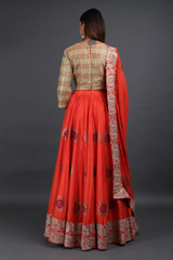 Orange Sunflower Embroidered LehengaIMG_6126