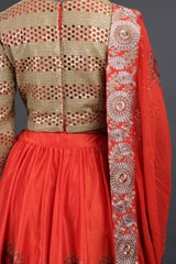Orange Sunflower Embroidered LehengaIMG_6127