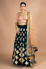 Peach And Green Embellished LehengaDSC09702