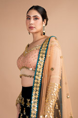 Peach And Green Embellished LehengaDSC09704