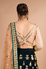 Peach And Green Embellished LehengaDSC09711