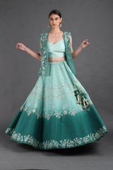 Green Embroidered Lehanga With Jacket