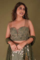 Green Embroidered LehengaDSC08006