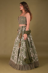 Green Embroidered LehengaDSC08007