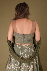 Green Embroidered LehengaDSC08014