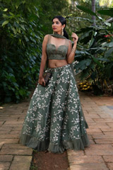 Green Embroidered LehengaIMG_0486