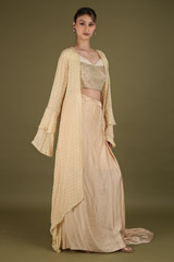 Crop Top And Draped Skirt With Jacket