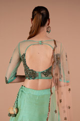 Aqua Peach LehengaDSC01294