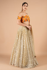 Orange  Beige LehengaDSC01330