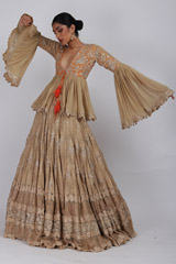 Beige Lehenga With Peplum TopIMG_2025