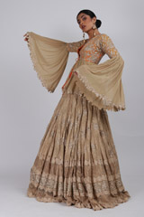 Beige Lehenga With Peplum TopIMG_2037