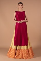 Beige Skirt with Maroon Tunic