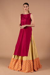 Beige Skirt with Maroon TunicDSC01443
