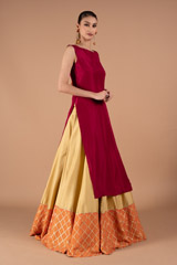 Beige Skirt with Maroon TunicDSC01445
