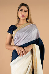 Offwhite Blue Stripe SareeDSC04111