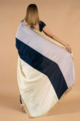 Offwhite Blue Stripe SareeDSC04116