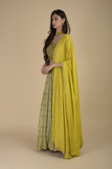 Pista Green Raw Silk Lehenga_SUB7956