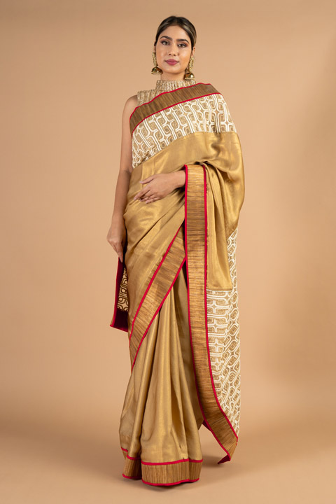 Gold Red Saree