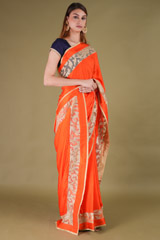 Gold Zari Orange SareeDSC08182