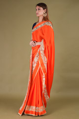 Gold Zari Orange SareeDSC08183