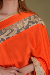 Gold Zari Orange SareeDSC08184