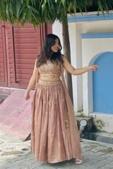 Peach Embellished Top Bottom Set1