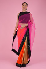 Pink & Black Saree