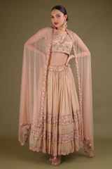 Peach Embellished Lehenga Set