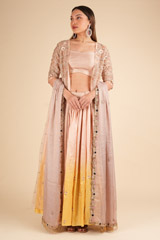 Nude Croptop Skirt with Jacket