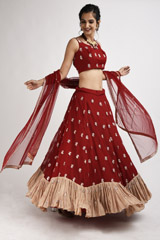 Currant Red Embellished Lehenga