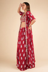 Red Embroidered Jacket LehengaDSC02037