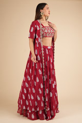 Red Embroidered Jacket LehengaDSC02040