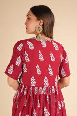 Red Embroidered Jacket LehengaDSC02044